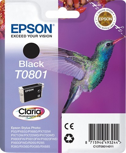 Original Epson C13T08014011 / T0801 Druckerpatrone Schwarz