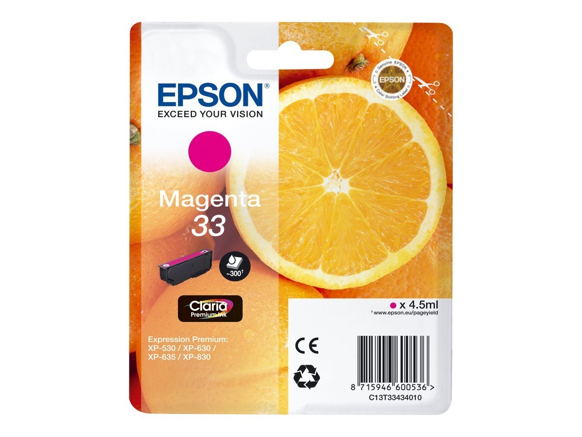 Original Epson Tintenpatrone C13T33434010 / 33 Magenta