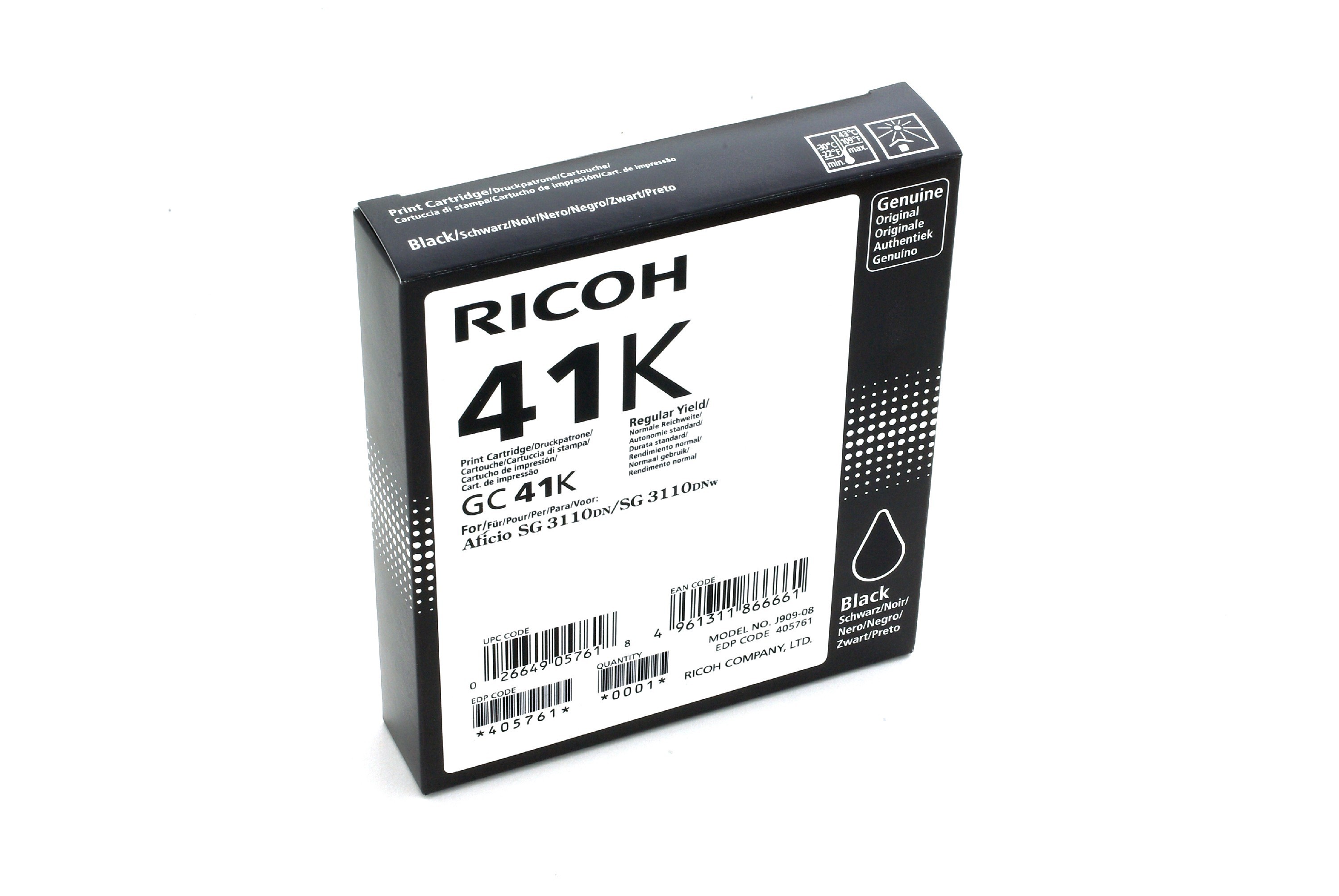 Original Ricoh 405761 / GC-41K Druckerpatrone Schwarz