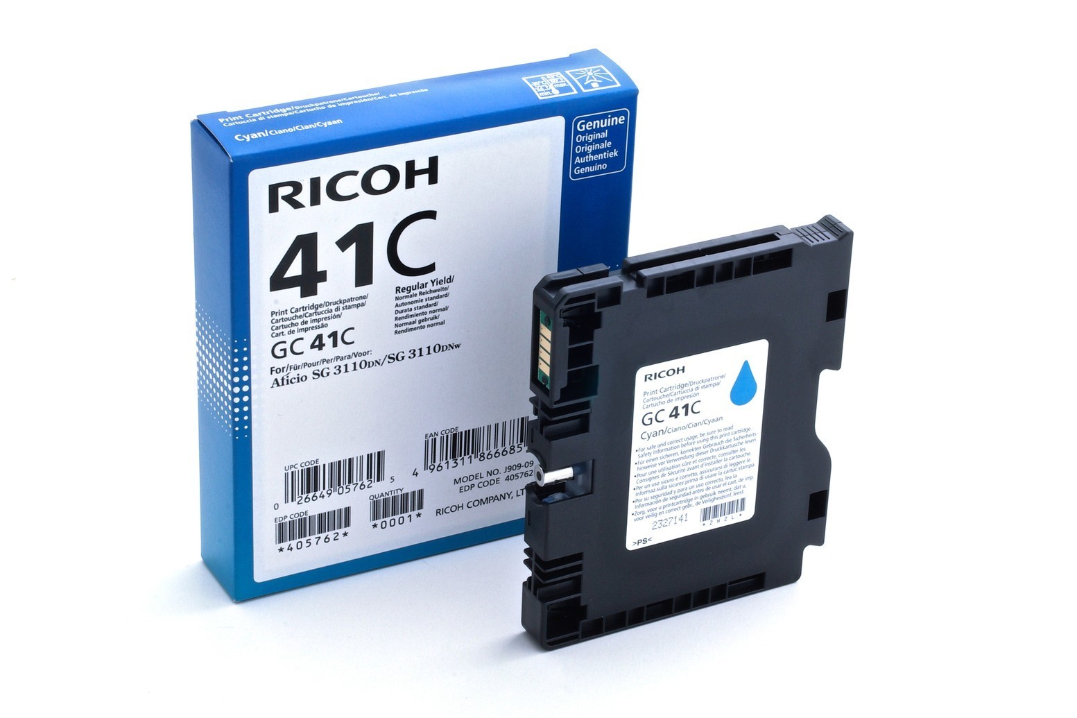 Original Ricoh 405762 / GC-41C Druckerpatrone Cyan