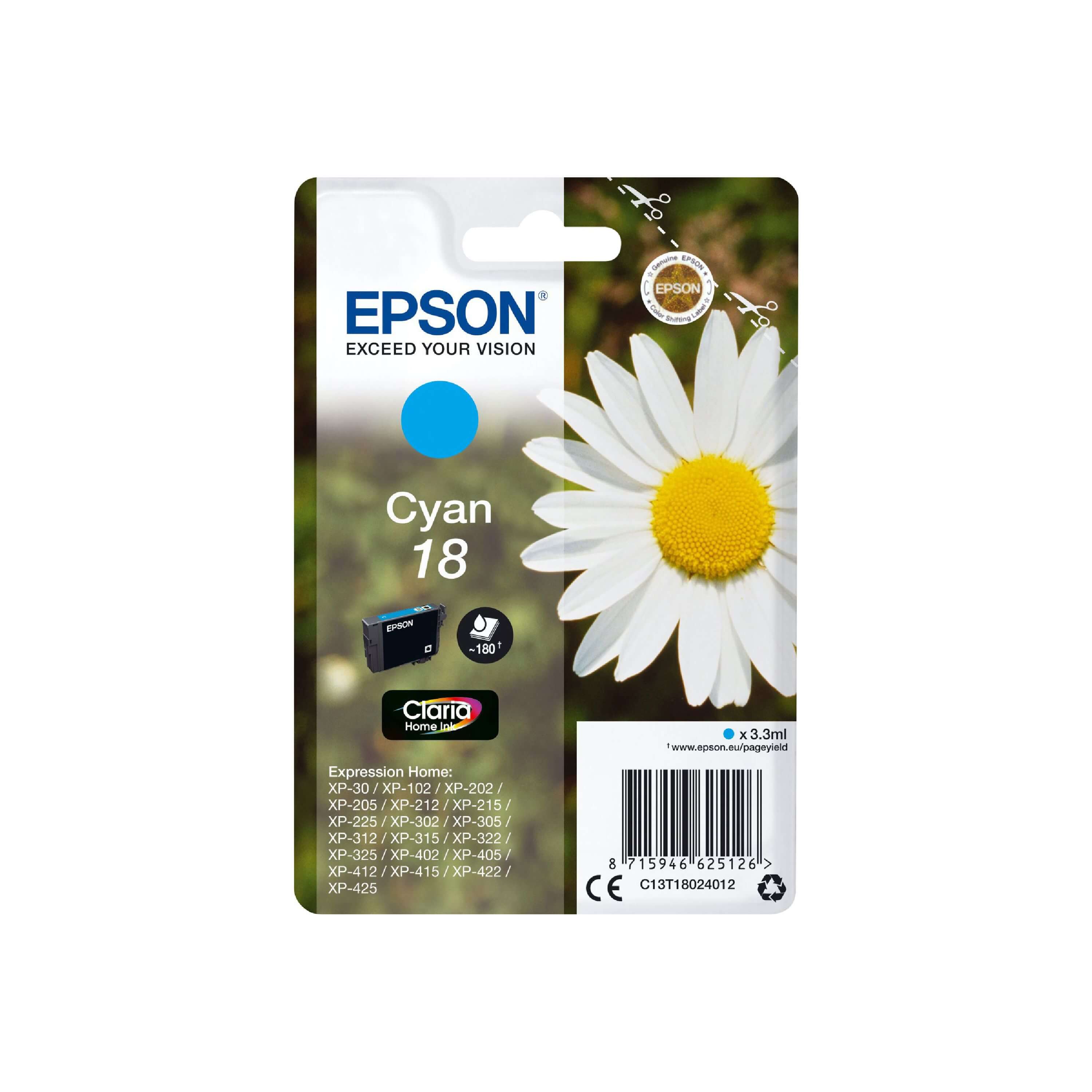 Original Epson C13T18024012 / 18 Druckerpatrone Cyan