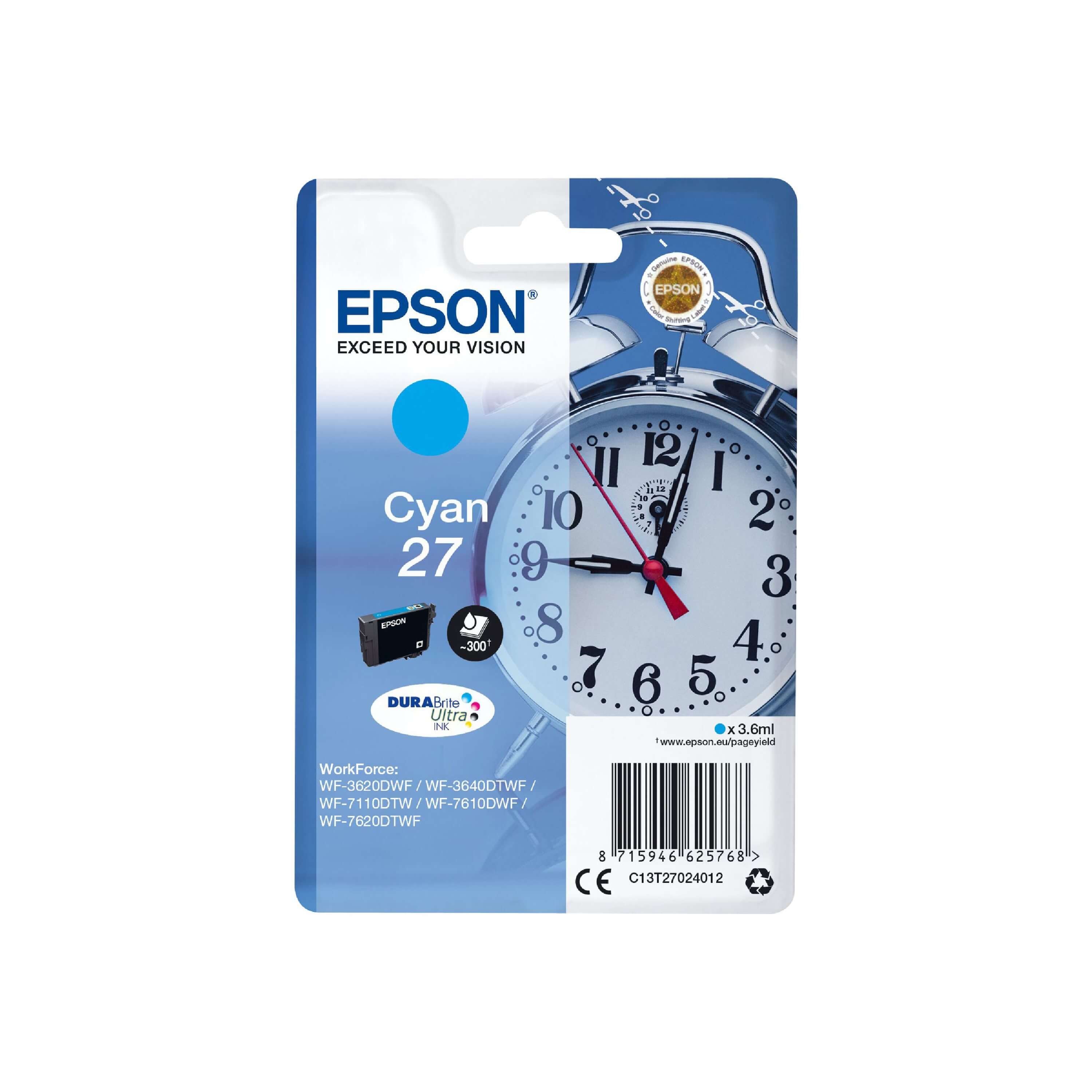 Original Epson C13T27024012 / 27 Druckerpatrone Cyan